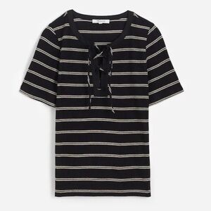 Madewell Ribbed Lace-Up Short Sleeve Tee